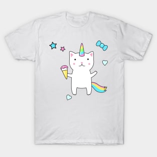 Caticorn Ice cream Unicorn girl T-Shirt